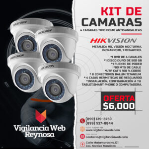 kit de Camaras 4 CAMARAS TIPO DOMO ANTIVANDALICAS
