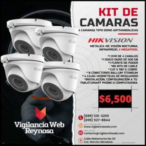 kit de Camaras 4 CAMARAS TIPO DOMO ANTIVANDALICAS
